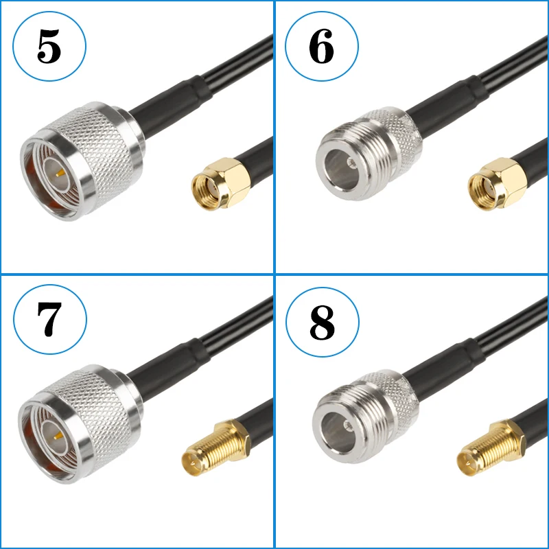 SMA Macho para N Macho N Tipo Cabo de Extensão Coaxial, Conector Pigtail, RG58, Adaptador RF, 0,3 m-20m, Pigtail