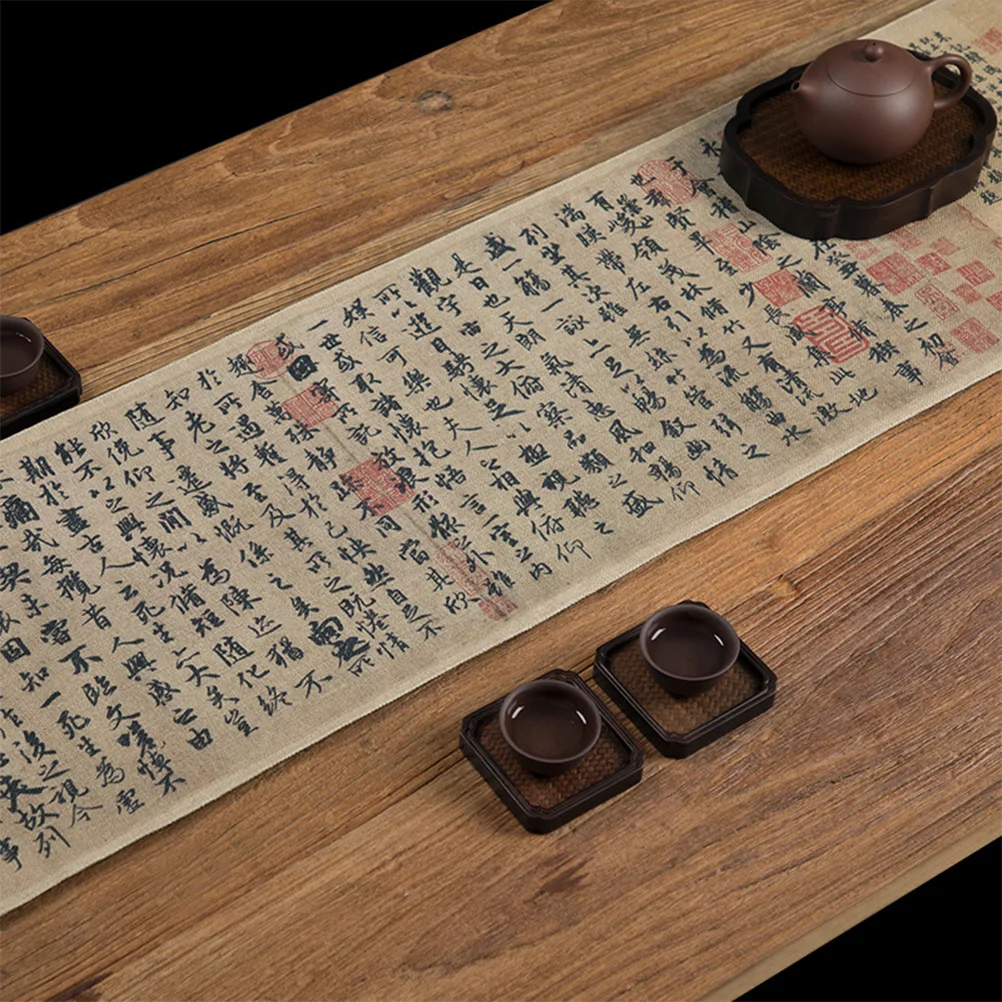 

Retro Zen Flag Cloth Thickened Cotton Linen Fadeless Home Decor Retro Table Cover Dining Room Table Cover