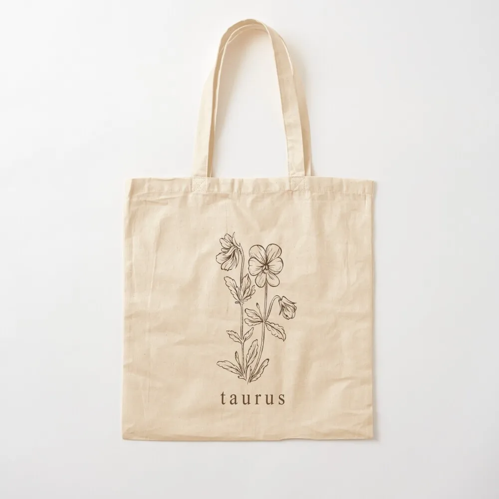 Taurus Botanical Zodiac Tote Bag custom bags shopping bag shopper bags Canvas Tote Bag