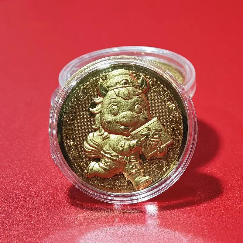 1 مجموعة 42 مللي متر العملات الصينية محظوظ الحيوان الحصان الكرتون تحصيل عملات معدنية جمع 2026 السنة الجديدة تذكارية #3