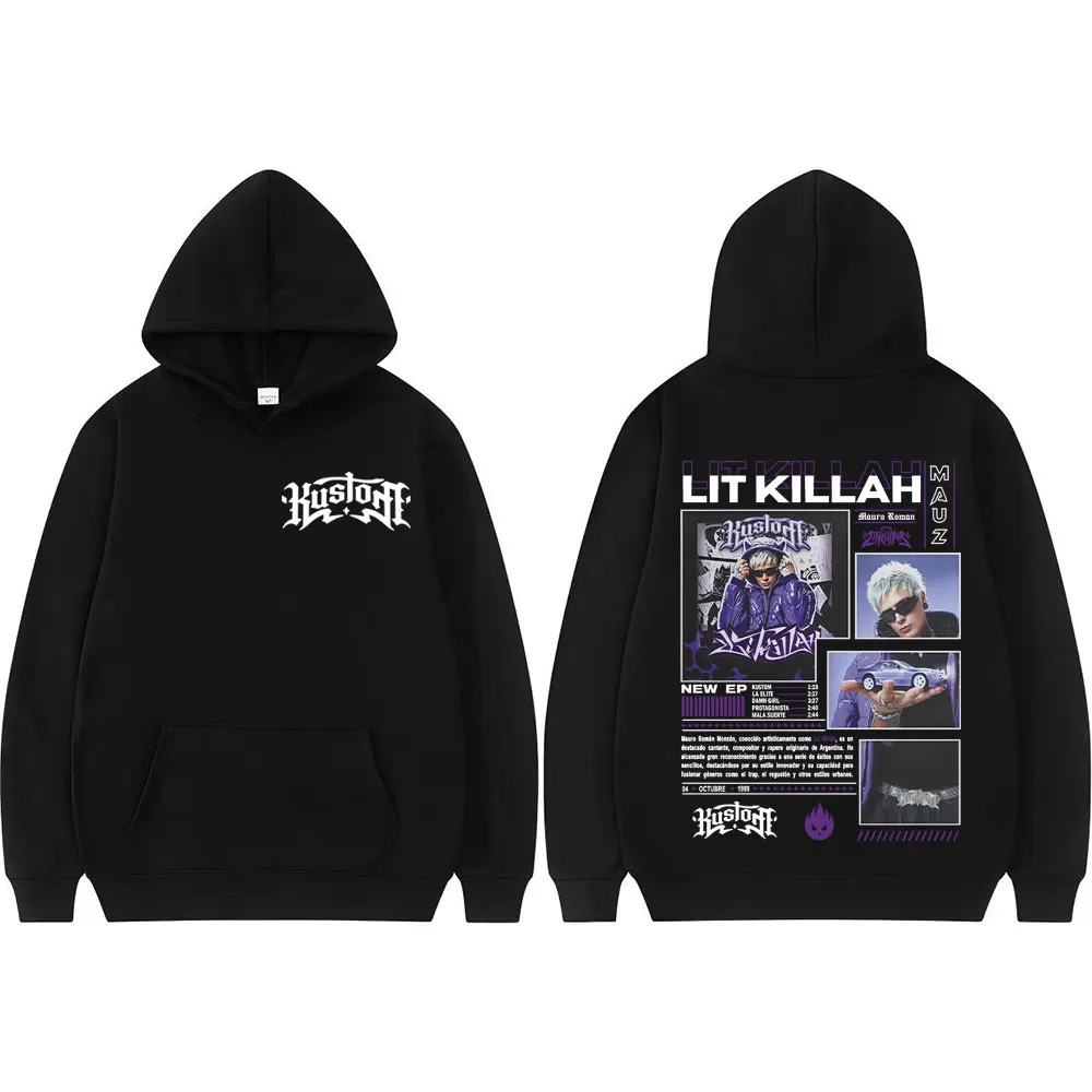 Rapper lit killah álbum tour 2025 gráfico hoodie roupas masculinas harajuku hip hop pop música moletom unisex casual solto hoodies