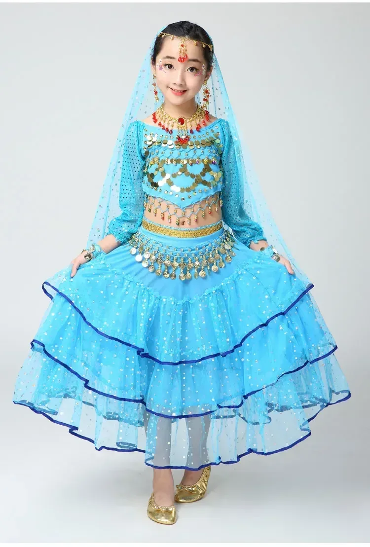 

Girl Children Child Belly Dance Costume Bollywood Indian Bellydance Belly Dancing Costumes 4pcs Sets Egypt Set Egyptian Clothing