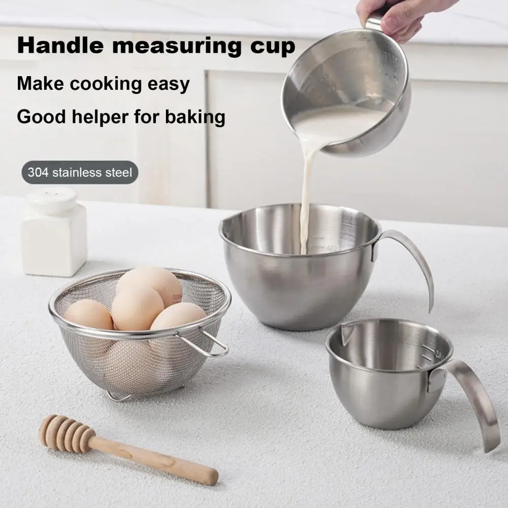 Food Grade Measuring Cup Cooking Measurement Cup 304 Stainless Steel Measuring Cup with Handle Scale Capacity for Precise