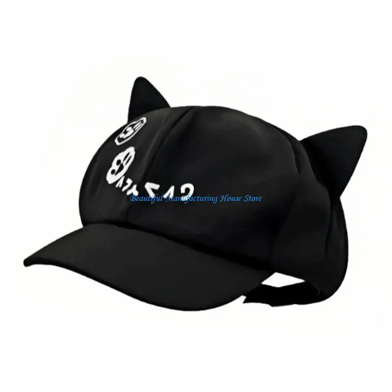 E56A Fashionable Cats Ear Baseball Hat With Adjustable Strap Anime Snapbacks Sun Hat
