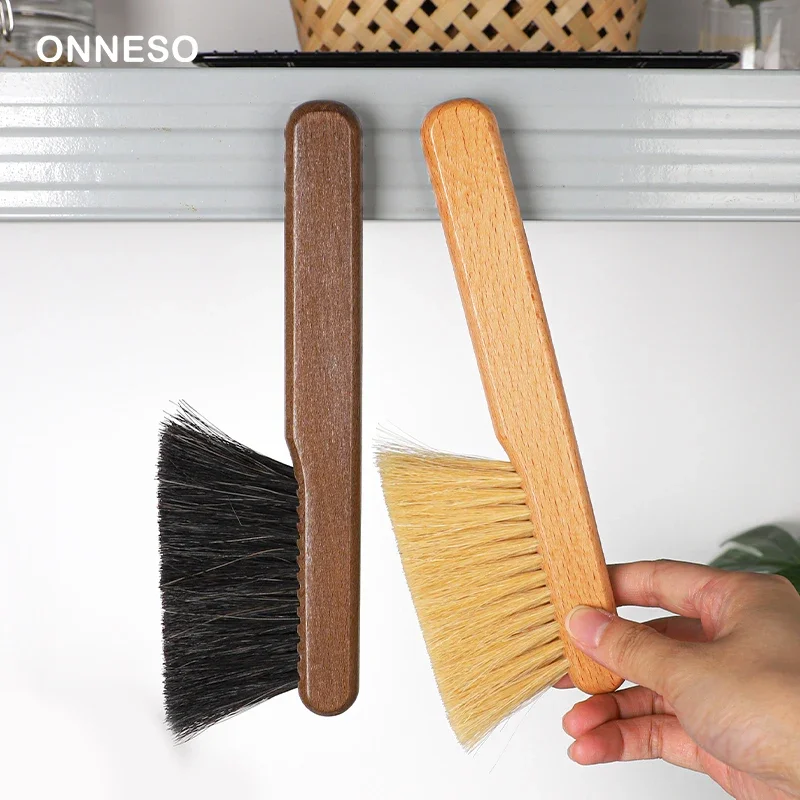 Multifunctional cleaning tools Coffee cleaning brush with Magnetic Remove dust/coffee powder Beech and horse hair