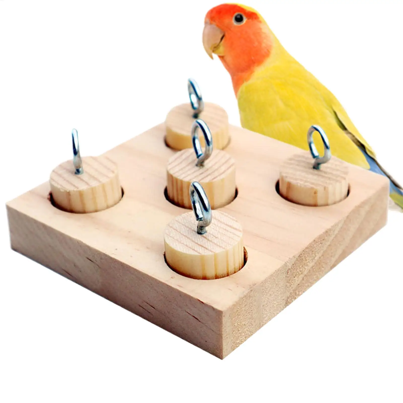 Bird Toys Parakeet Puzzle Peg Toy Wood Lovebird Playing Device for Metal Stimulation Parakeet Puzzle Training Chewing Tools