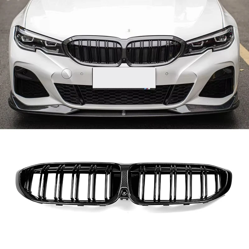 

Dry Carbon Fiber Front Grill for 3 Series G20 G21 Double Slats Front Bumper Center Grille Grill Mesh 320i 340i 2019-2022