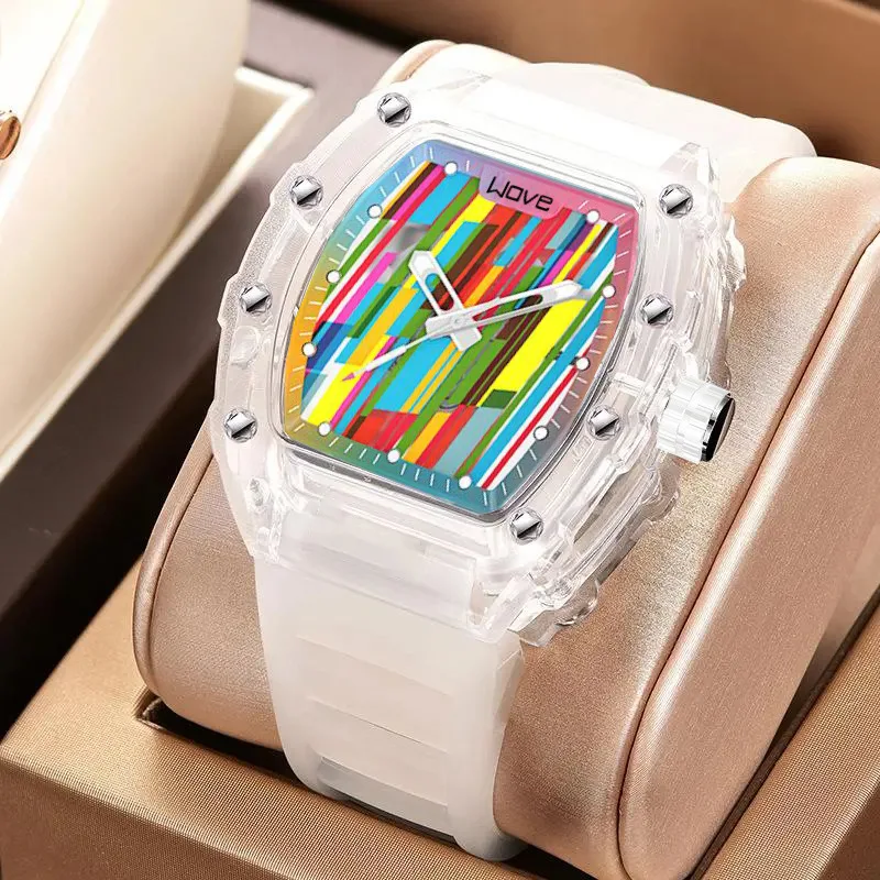 

UTHAI CQ298 Leisure sports quartz watch barrel shaped calendar night light waterproof men's watch colorful clock gift