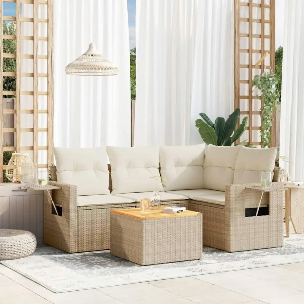 

Beige Medium Modular Garden Sofa Set PE Rattan Outdoor Furniture Stylish Comfortable Seating