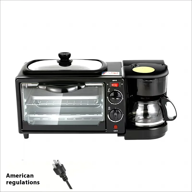 3-in-1 Multifunctional Breakfast Machine, Oven, Microwave, Frying Pan, Coffee Pot, Plastic, Household Breakfast Making