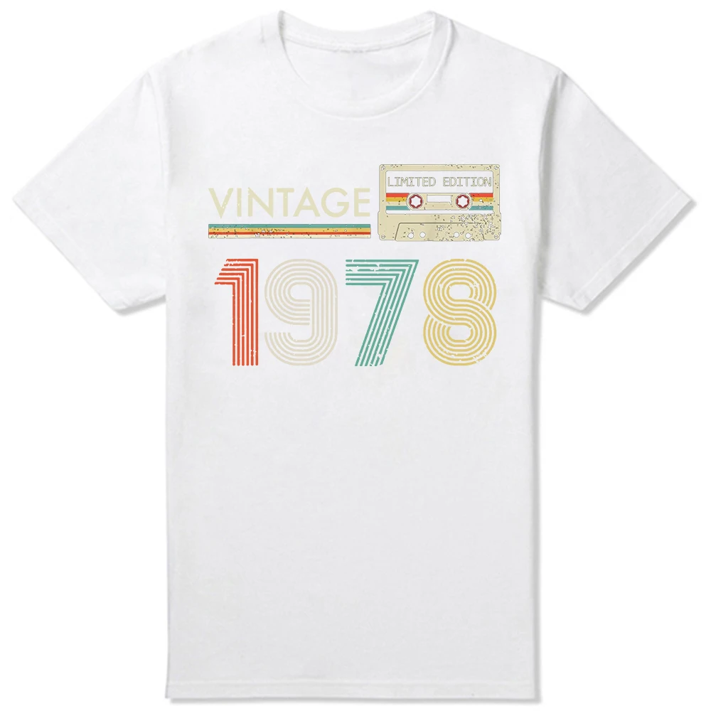 Classic 1978 Birthday Cassette Tape Commemorative Edition T-Shirt, Summer Print Street Style Short-Sleeve T-Shirt,women Clothing