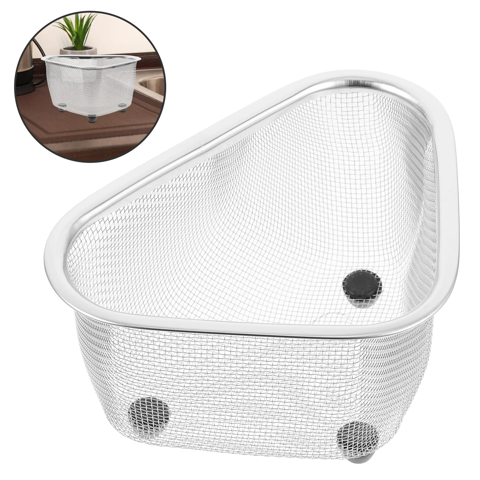 

Drain Basket Mesh Strainer Sink Brush Triangle Holder Plastic Corner Rack Dish Drainer Vegetable Washing Kitchen Sponger