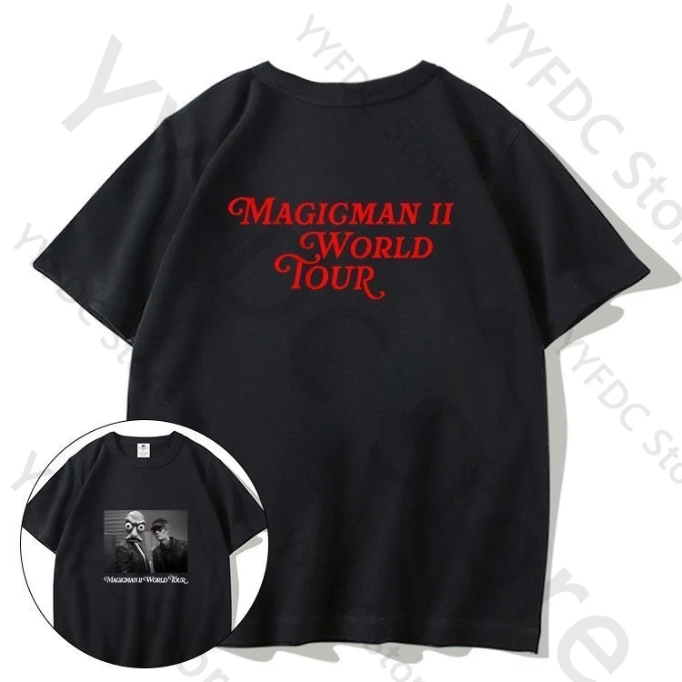 جاكسون وانغ نفس تي شيرت MAGICMAN II جولة حول العالم تي شيرت النساء الرجال عالية الجودة القطن قصير الأكمام المحملة Kpop الحفل المشجعين القمم