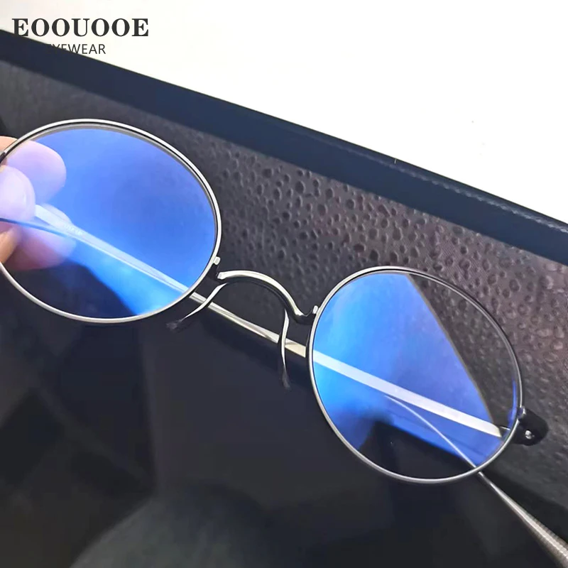 

Round Pure Titanium Men Glasses Frame Optics Myopia Hyperopia Progressive Prescription Recipe Lenses Oculos UV Anti-reflection