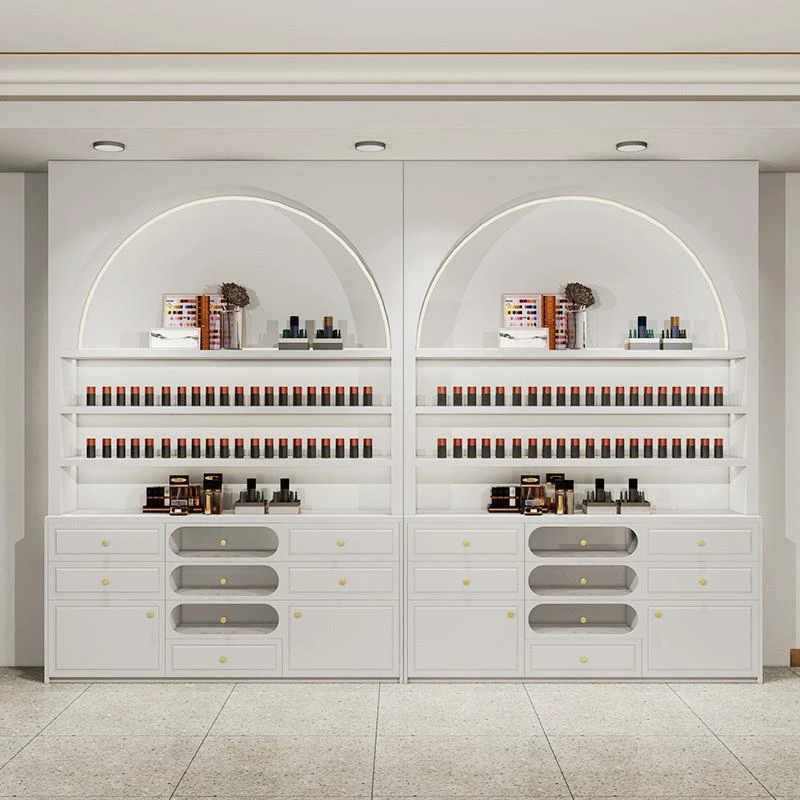 Custom.Wholesale Multi Layer Barber Shop Display Case Beauty Salon Display Cabinet Cosmetic Perfume Display Shelf with Storage D