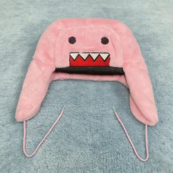 Domokun Pink Cartoon DesignEmbroidery Warm Coral Velvet Lei Feng Hat Autumn Winter Outdoor Ear Protection