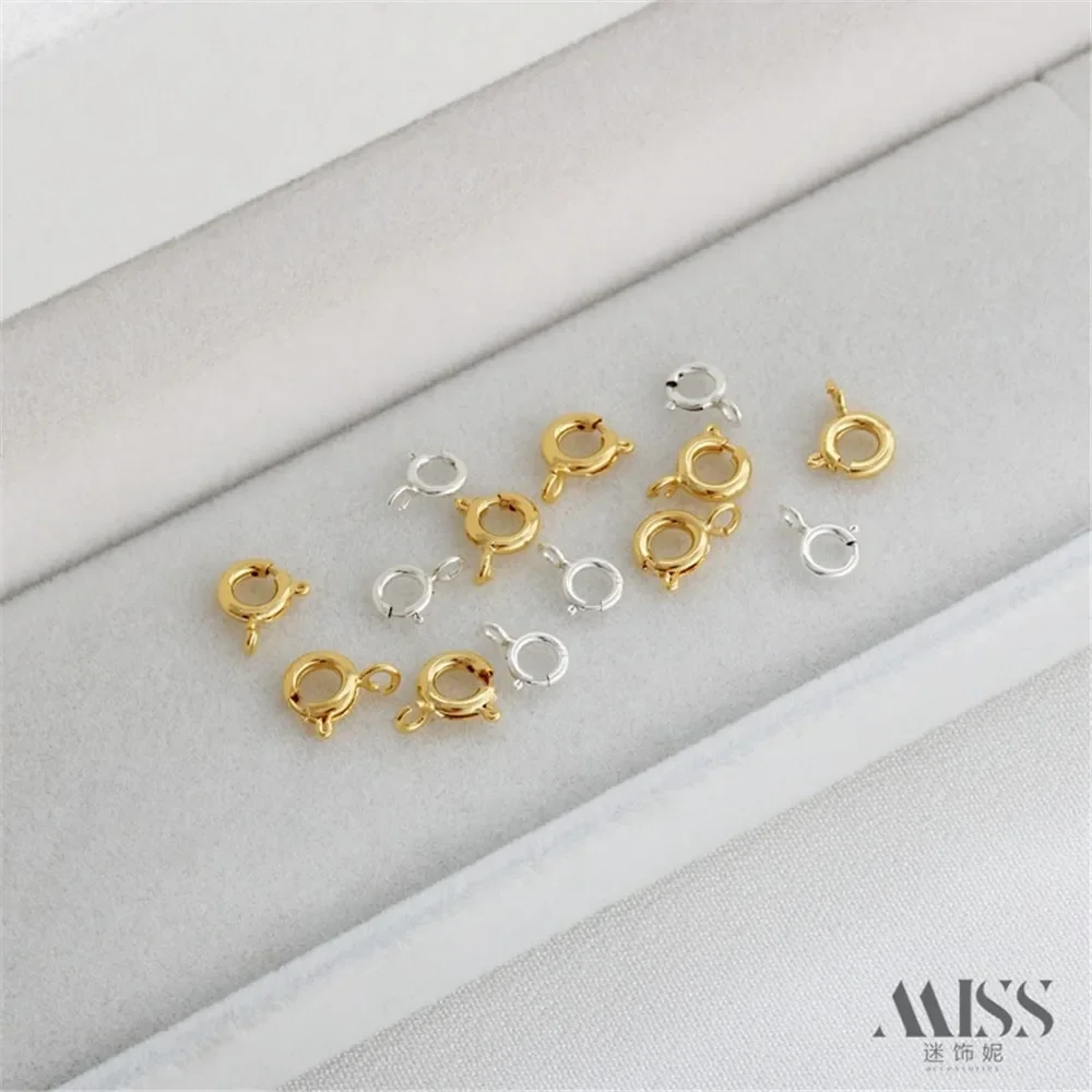 مشبك زنبركي مستدير من الذهب عيار 14 قيراط مع مشبك جراد البحر لقلادة سوار الفضة DIY وإكسسوارات صنع المجوهرات