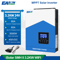 EASUN NEW Hybrid Solar Inverter 24V 3000W 220VAC Pure Sine Wave MPPT 80A 450VDC On/Off Grid Solar Charger Controller 50HZ 60HZ