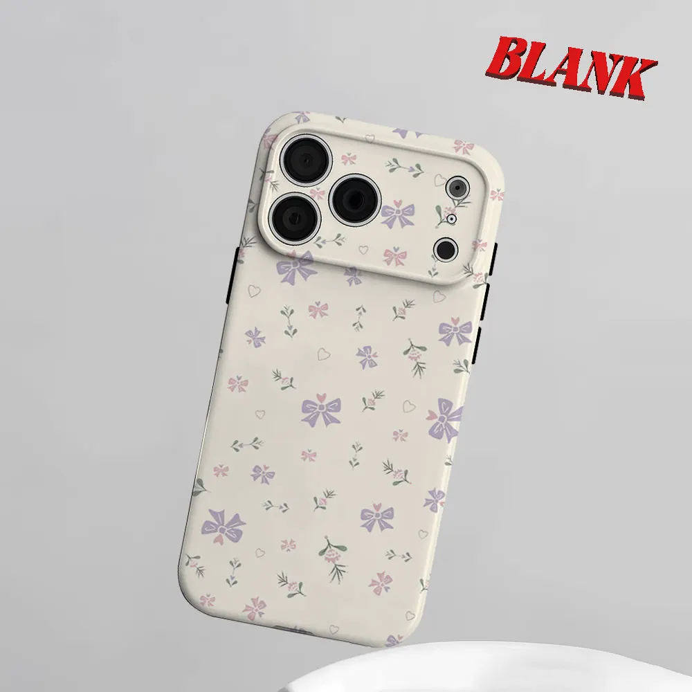 

Pastel Bow 2-in-1 Phone Case For iPhone 17 16 15 14 13 Pro Max Air 16e INS Flower Hard PC Bumper Cover Coque