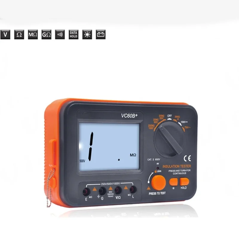 VC60B+ Digital Insulation Resistance Tester Megohm Meter 250V 500V 1000V LCD