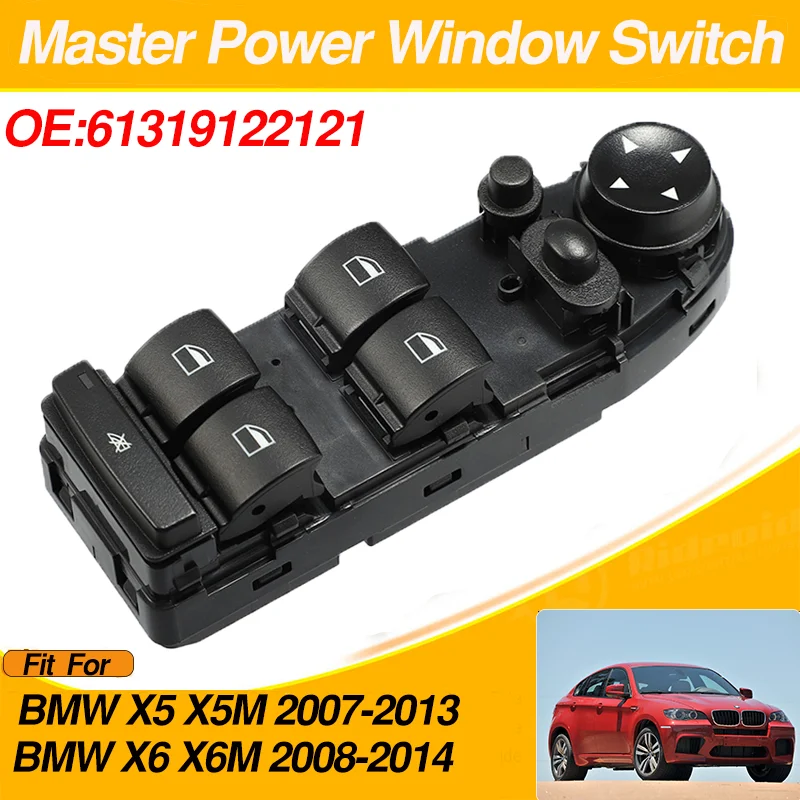 

61319122121 Electric Master Power Window Switch Front Left Driver For BMW X5 X5M BMW X6 X6M 2007-2014