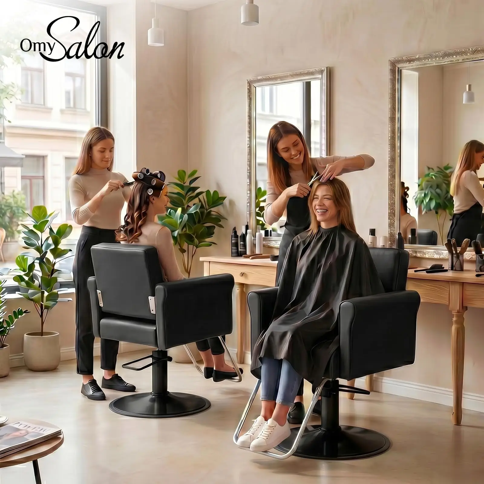 Professional Salon Chair for Hair Stylist, 360° Swivel Hydraulic Barber Chair with Heavy Duty Pump, Height Adjustable