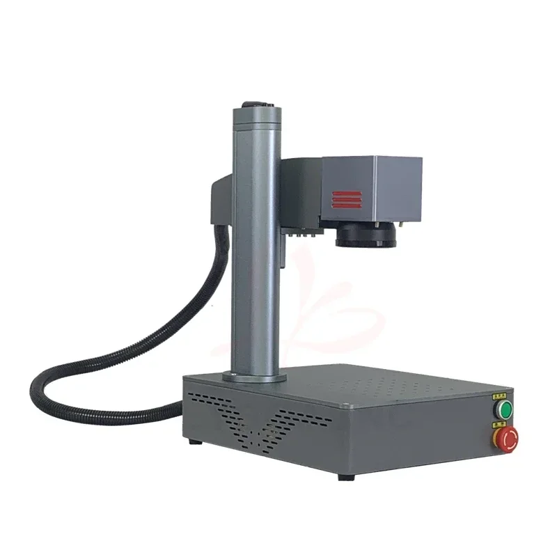 30W MAX Raycus Desktop Mini Fiber Laser Nameplate Marking Machine 20W for PVC Plastic Stainless Steel with Rotary Axis