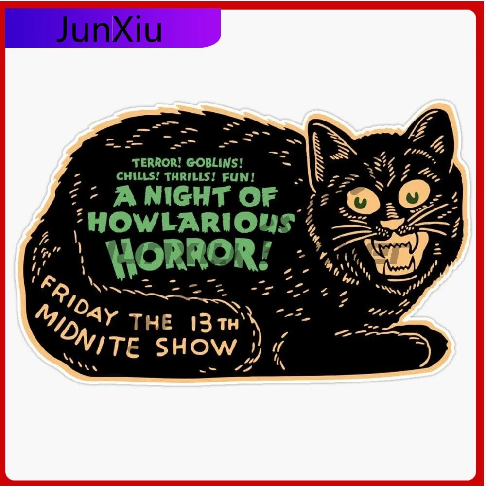 

Vintage Halloween Black Cat Vinyl Waterproof Sticker Occlusion Scratch Decal Accessories Car Laptop Wall Window Bumper Sticker