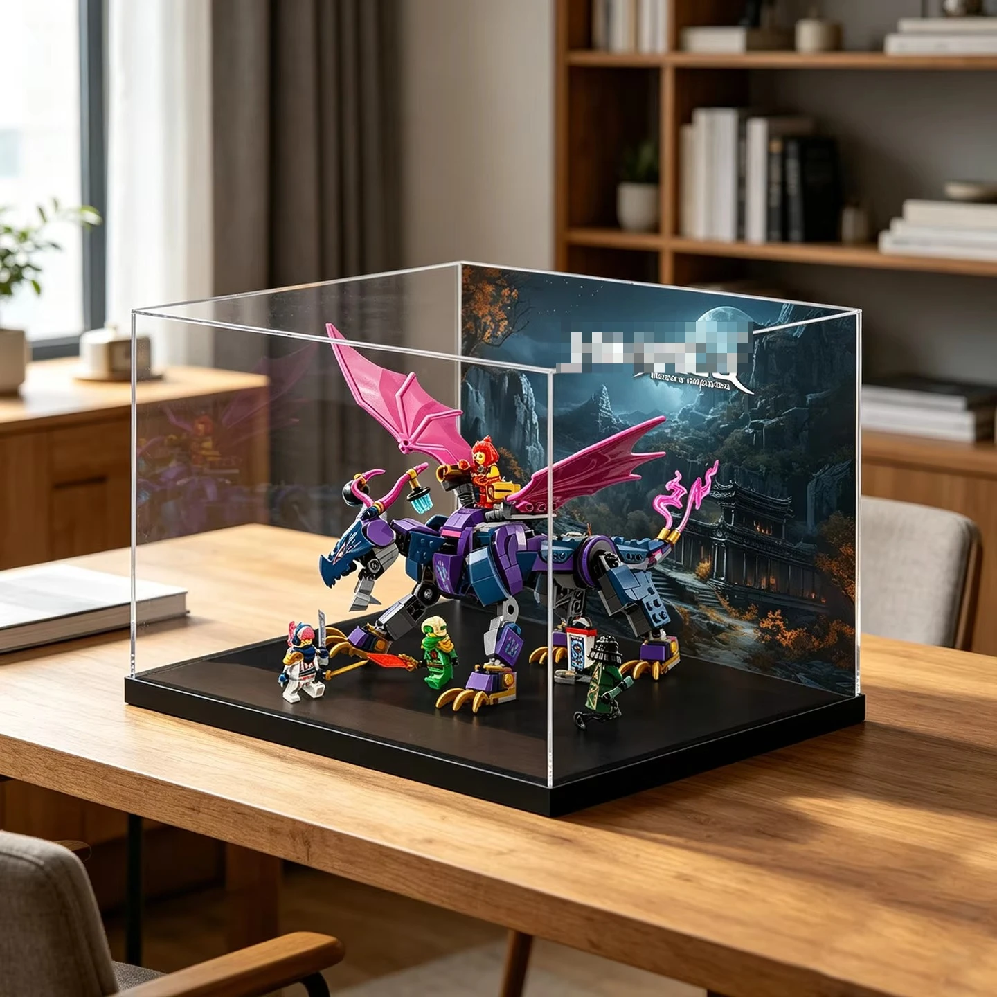 Clear Acrylic Display Case Outer Size 38x33x35cm, Dust-Proof Showcase for Dragon Model, Model Not Included