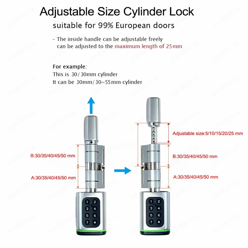 Euro Door Smart Cylinder Lock Tuya Bluetooth APP Digital Password Card Mechanicak Key TTlock Unlock Home Electronic Smart Lock