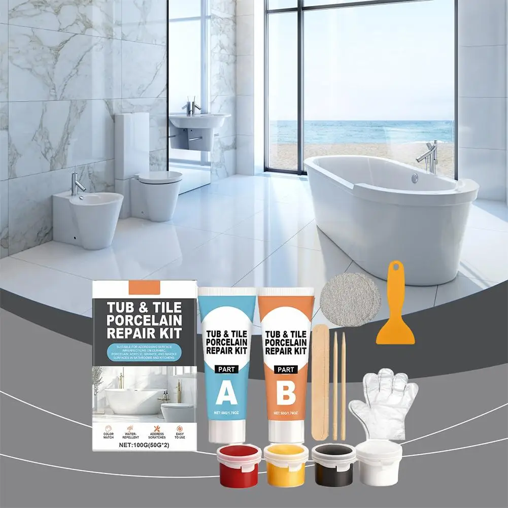 Tile Repair Agent Kit Paste Tile Ceramic Porcelain Repair Marble Floor Toilet Washbasin Crack Damage break fracture caulk Repair