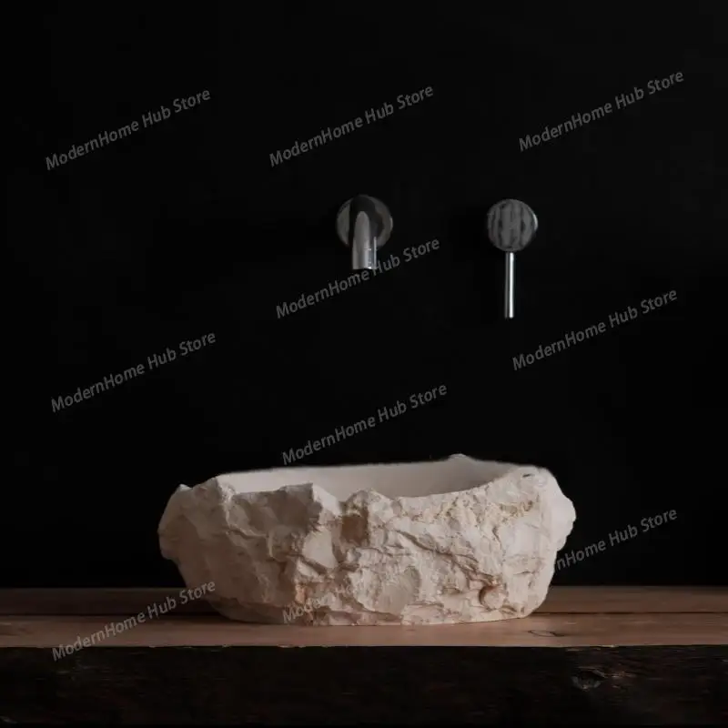 Handmade Raw Huangdong Marble Sink - Undermount Thin Edge Single Basin, Custom Kitchen/Vanity Sink, Super Narrow Rim, Not Artifi