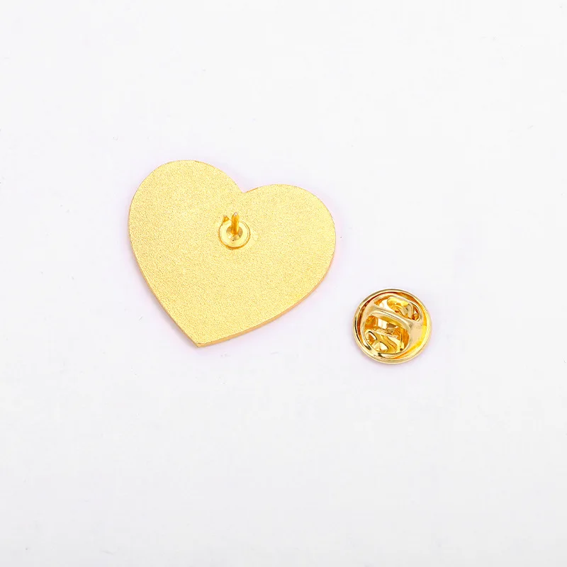 Cute Heart Shape Enamel Pin Gold Color Side He/Him She /Her Geometry Brooches Lapel Bag Pins Jewelry Gifts For Lovers Wholesale