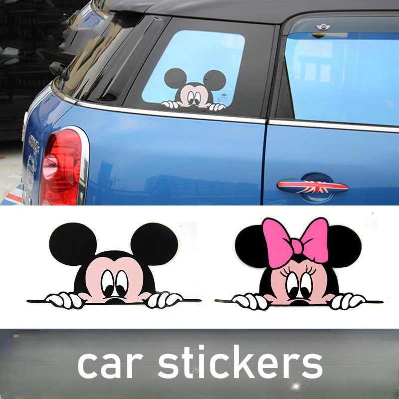 Mickey Car Window Decal Vinyl Waterproof Sticker Donald Bumper Sticker for Car Disney Truck SUV Window Car Exterior Accessories