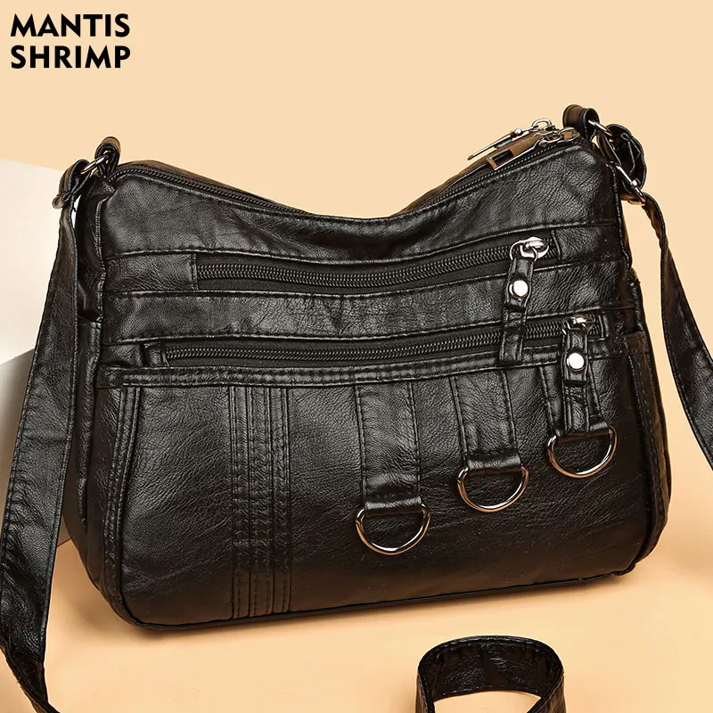 

Women Bag Vintage Shoulder Bag Middle-aged Woman Handbag Soft PU Leather Messenger Brand Shoulder Crossbody Bag Designer Quality