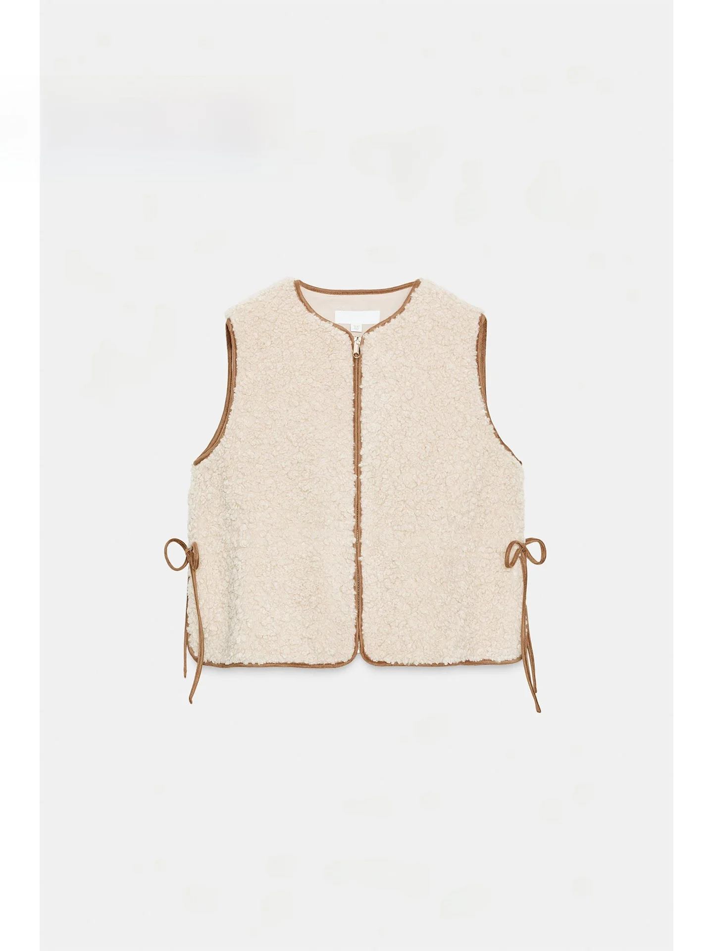 

Faionable Fluffy Vest Adjustable Waist round Ne Winter New Arrival Outerwear Women's Faionable Cozy Zipper Closure Jaet