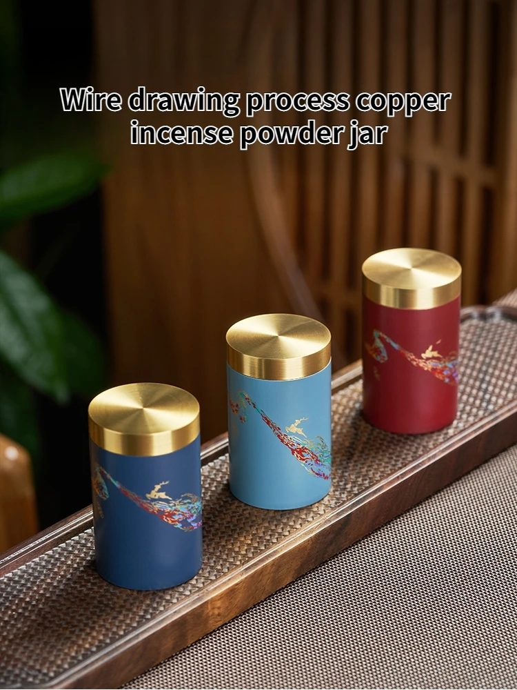 

Wire Drawing Process Copper Incense Powder Jar Moisture-proof Sealed Jar Home Indoor/living Room Seal Incense Supplies Tools