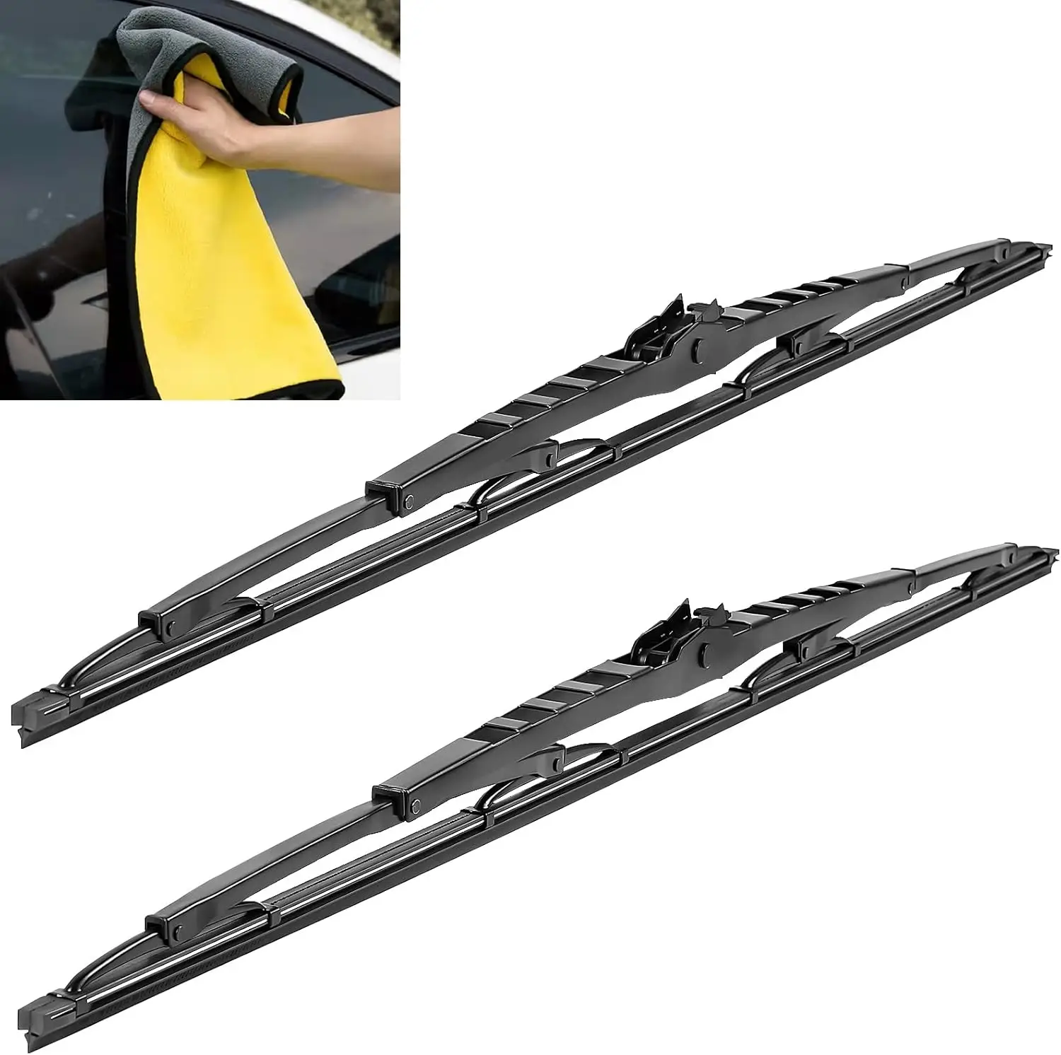 

32 Inch RV Wiper Blade Pair with J Hook and Car Wash Towel, Set of 2