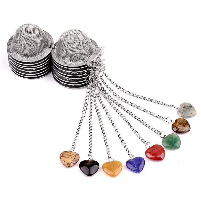 Wholesale Tea Strainer Natural Stone Heart-Shaped Stainless Steel Strainer For Making Tea Seasoning Bag Spice Box Accessory