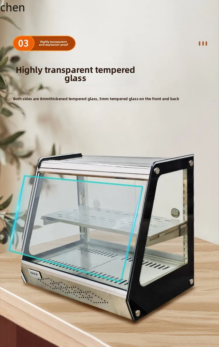 حاضنة الدجاج المقلي الزجاجية التجارية ZML خزانة عرض درجة حرارة ثابتة صغيرة لتسخين الطعام المقلي