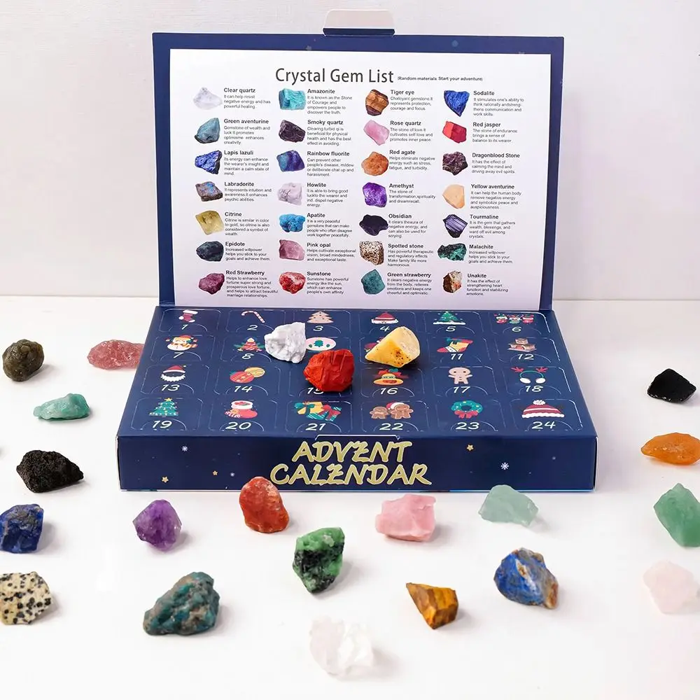 24Pcs 24 Boxes Christmas Crystal Advent Calendar Natural Stones Polished Gravel 24 Days Countdown Toys Surprise Positive Energy - Image 5