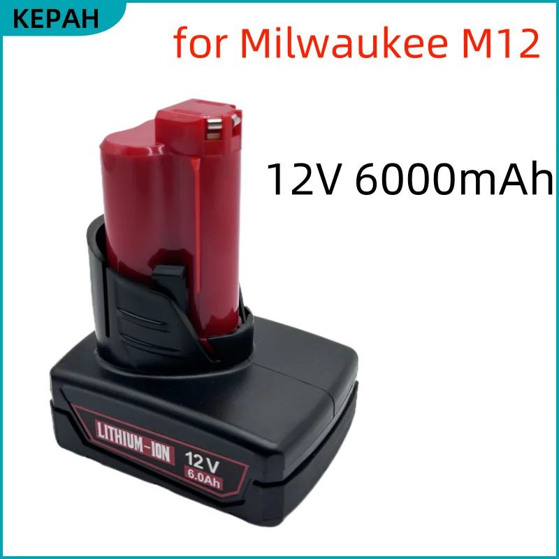 12V 6000mAh M12 Rechargeable Battery with Lamp For Milwaukee M12 XC Cordless Tools 48-11-2402 48-11-