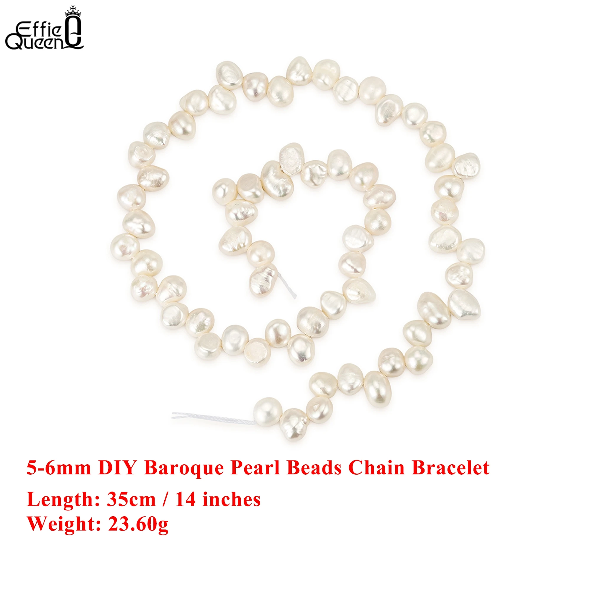 

EFFIE QUEEN 5-6mm Natural Freshwater Pearl Beads High Quality Irregular Shape Beads for Jewelry Making DIY Bracelet Women PP6