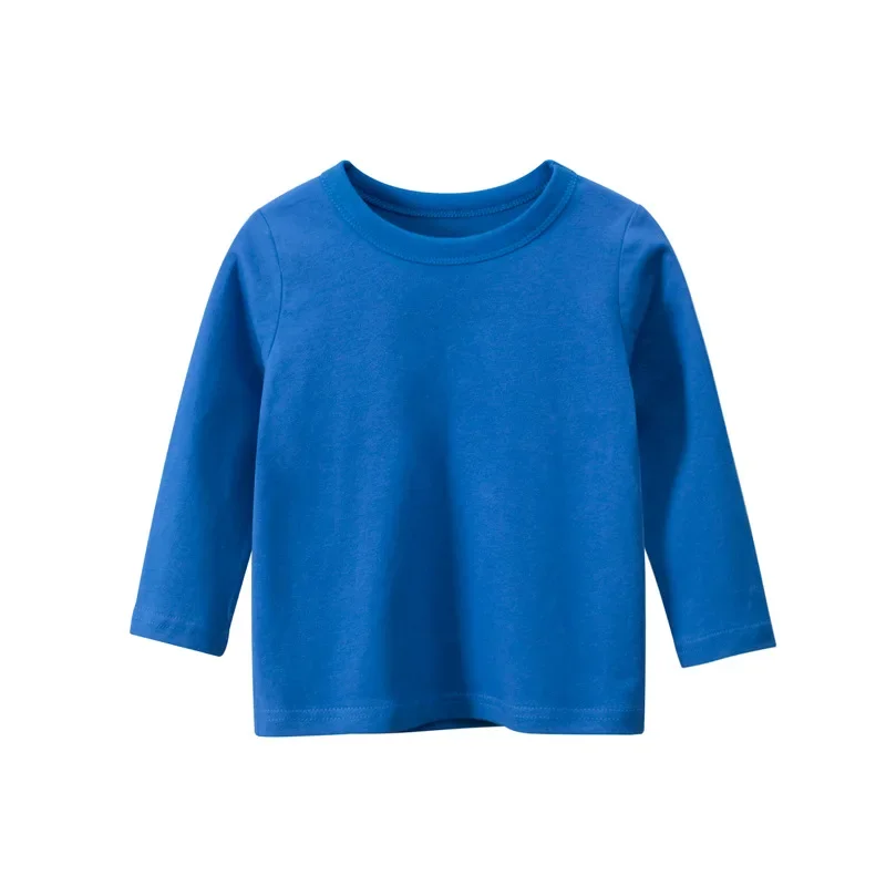 Children\'s Autumn Clothing Girls Boys Long Sleeve T-shirt Solid Color Cotton Tee Shirt Sports Tops Kids Clothes 2-9 Years Old