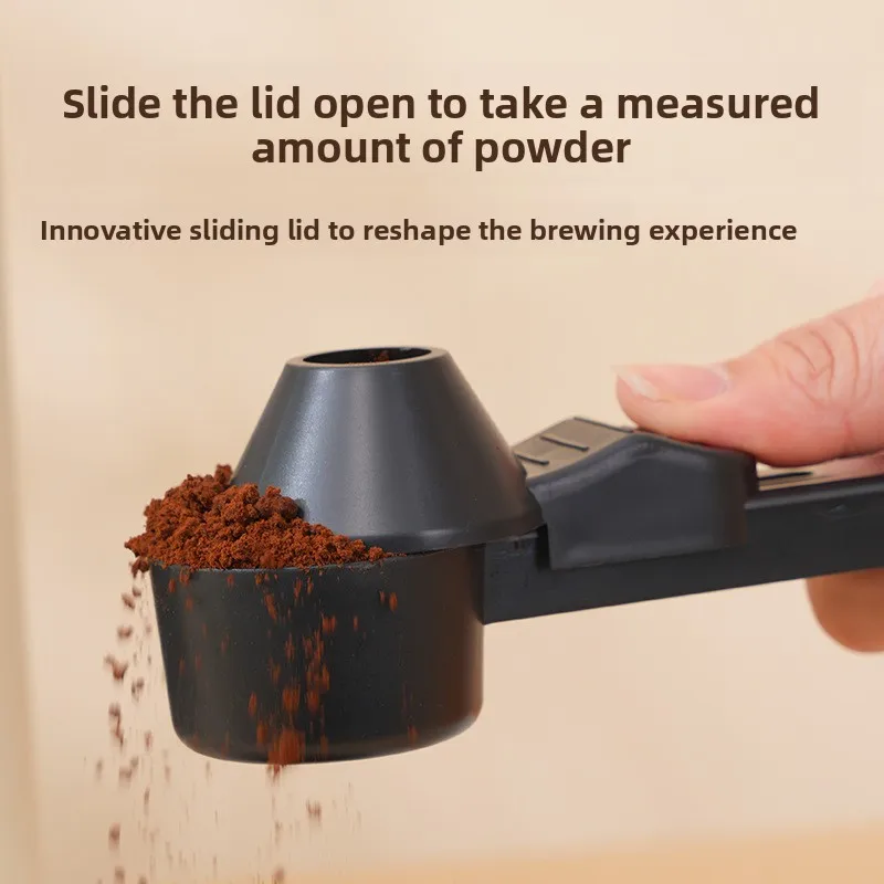 5Pcs New Creative Sliding Measuring Coffee Spoon Long Handle Large Capacity Anti‑Spill Round Coffee Spoon Kitchen Tableware