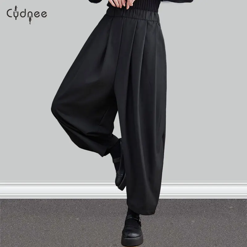 Spring Summer Casual Stretchy Solid Color Trousers Plus Size Harem Pants Women High Waisted Wide Leg Palazzo Pants Pantalones