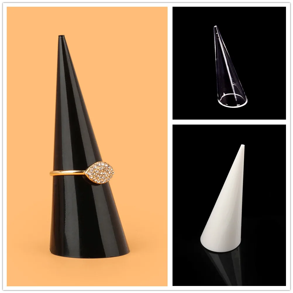 

5Pcs Cone-Shaped Plastic Display Holder Acrylic Jewelry Stand for Craft Displays