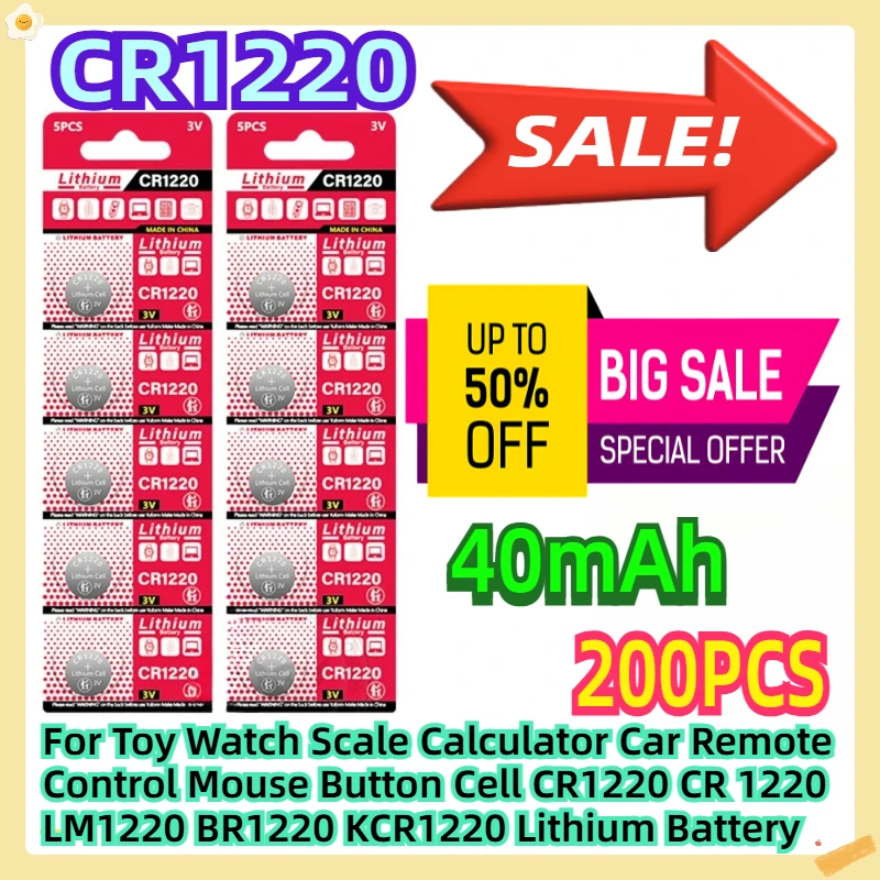 

For Toy Watch Scale Calculator Car Remote Control Mouse Button Cell CR1220 CR 1220 LM1220 BR1220 KCR1220 3V Lithium Battery