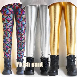 Abbigliamento per bambini pantaloni per bambini Leggings stile metallo pesante per ragazze pantaloni caldi autunno e inverno per ragazzi pantaloni dorati e argento