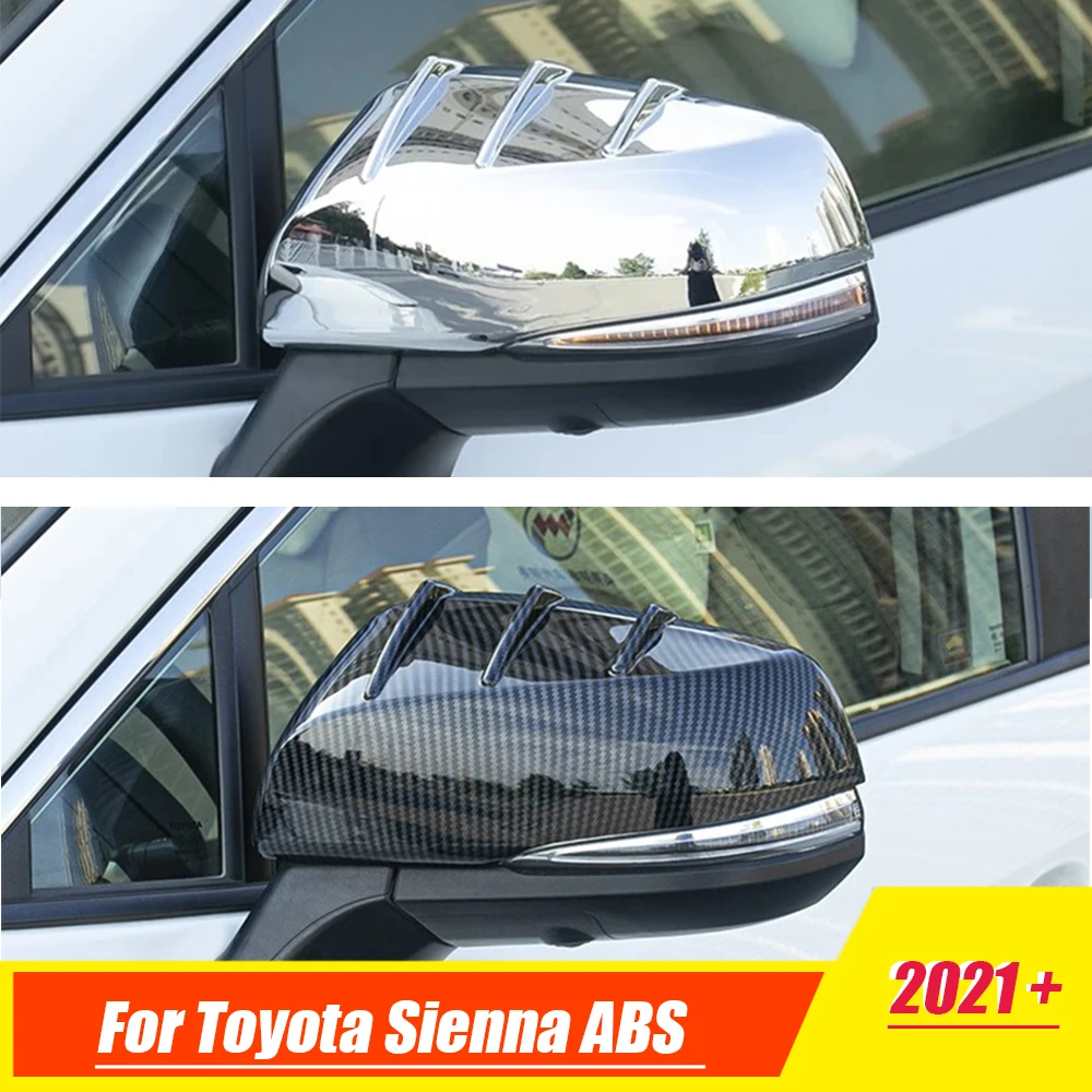 

For Toyota SIENNA 2021 2022 ABS Chrome/Carbon Car ox horn side rearview mirror Cover Trim Sticker Decoration Styling Accessories